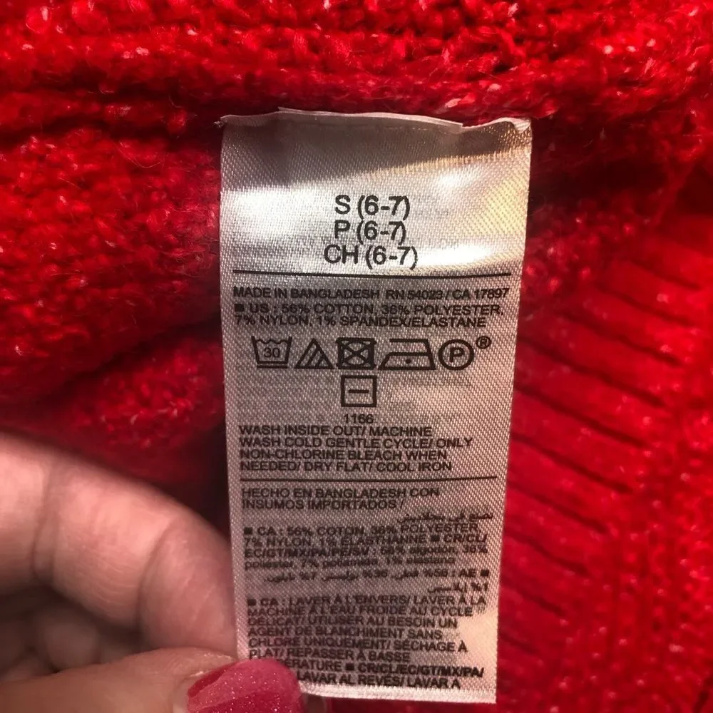 Old Navy Mock-Neck red Pullover sweater, size S (6-7)